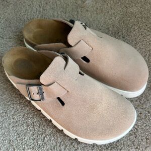 Birkenstock Beige Suede Mules